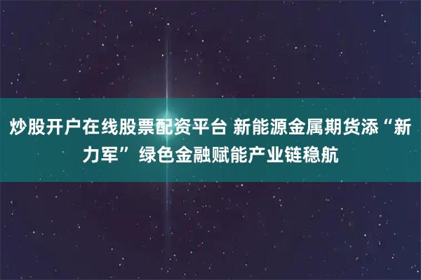 炒股开户在线股票配资平台 新能源金属期货添“新力军” 绿色金融赋能产业链稳航